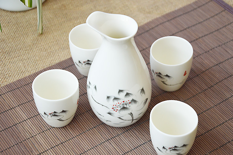 Rượu vang nặng 1 kg catty đặt một nồi 4 chén rượu vang trắng rượu vang rượu mạnh ly rượu vang vàng rượu vang nhỏ hầm rượu nhà giá đựng rượu