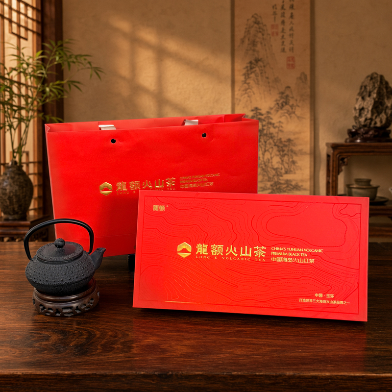 【Long'E】Yuhuan Volcano Tea Oriental Charm Gift Box Black Tea 120g Taizhou Specialty Tea for Gifting