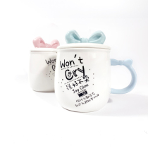 Jay Chou water cup say no to crying Ceramic cup with lid coffee cup with metal spoon
