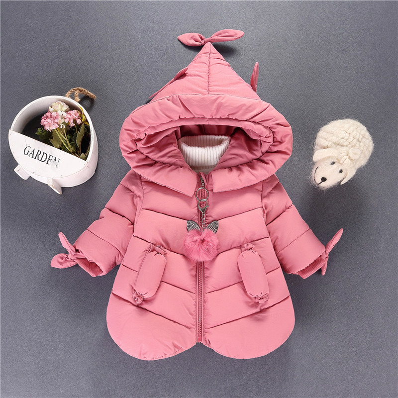 Girls winter cotton padded clothes 1 female baby thick cotton padded jacket 0-4 years old winter clothes 2 coats 3 little girls warm down cotton clothes