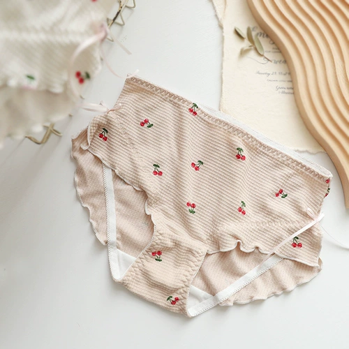 Японские милые хлопковые трусы, средняя посадка, с акцентом на бедрах