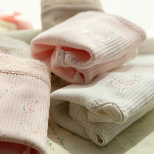 Японское свежее хлопковое нижнее белье, хлопковые осенние белые штаны, цветочный принт, высокая талия, большой размер