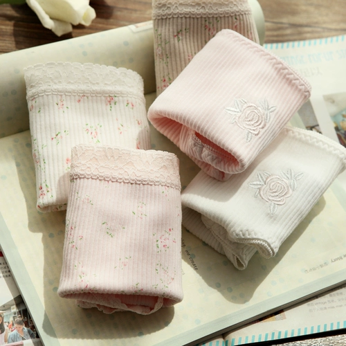 Японское свежее хлопковое нижнее белье, хлопковые осенние белые штаны, цветочный принт, высокая талия, большой размер