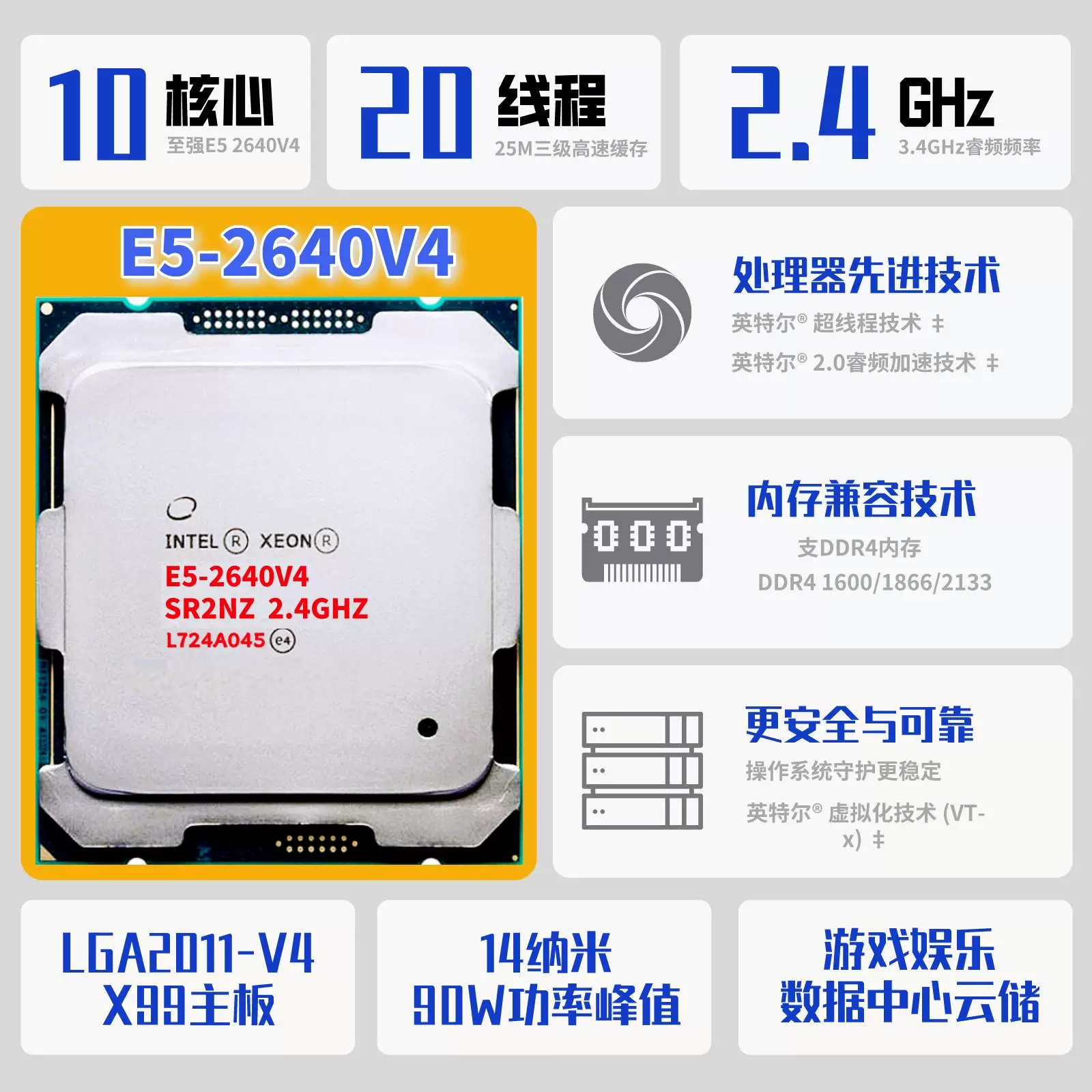 Процессор сервера Intel E5 2011-V3 слот высокопроизводительный CPU оптовый DDR4 процессор
