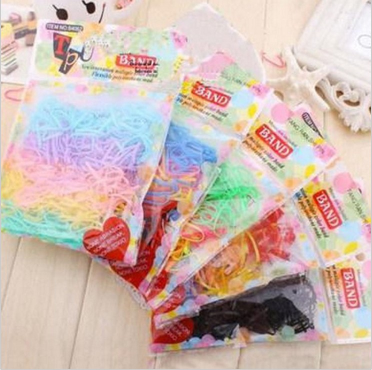 Color transparent disposable rubber band Children girl Zhead rope hair ring Zhair braid pony tail 240