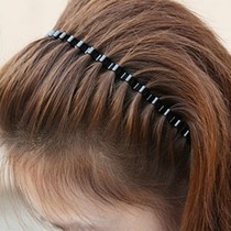 Hair band wire headband 5cm black unisex metal iron wave head buckle Korean version of fashion wild hair ornaments