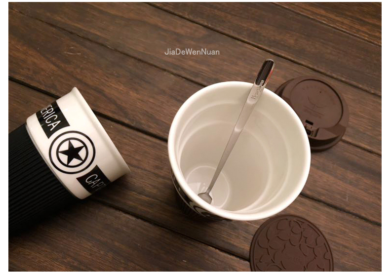 Sáng tạo được bảo hiểm Muỗng Cup Cup Cốc cà phê Cốc sữa Cup Cup Trà Phim hoạt hình Cặp đôi văn phòng với Cup - Tách cốc giữ nhiệt lock and lock