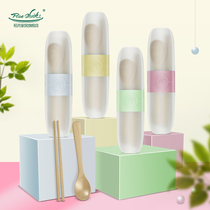 Rice husk tableware chopsticks spoon set portable outdoor travel students cute Korean Nordic ins Wind three-piece set