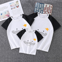 Parent-child clothing family clothing summer mother-child clothing new family of three parent-child short-sleeved T-shirts pure cotton couple clothing