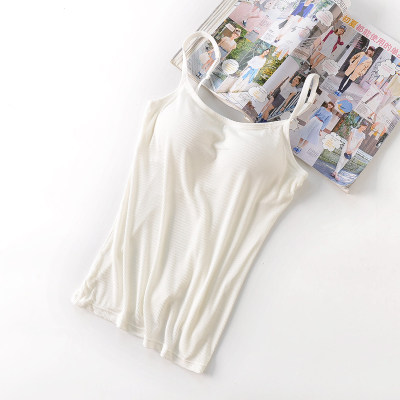 Modale woman with chest cushion cups integrated harness vest free of bra no steel ring yoga undershirt lingerie