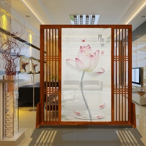 New Chinese screen partition wall living room simple modern office entrance nine fish map porch Solid Wood Hollow hollow seat screen