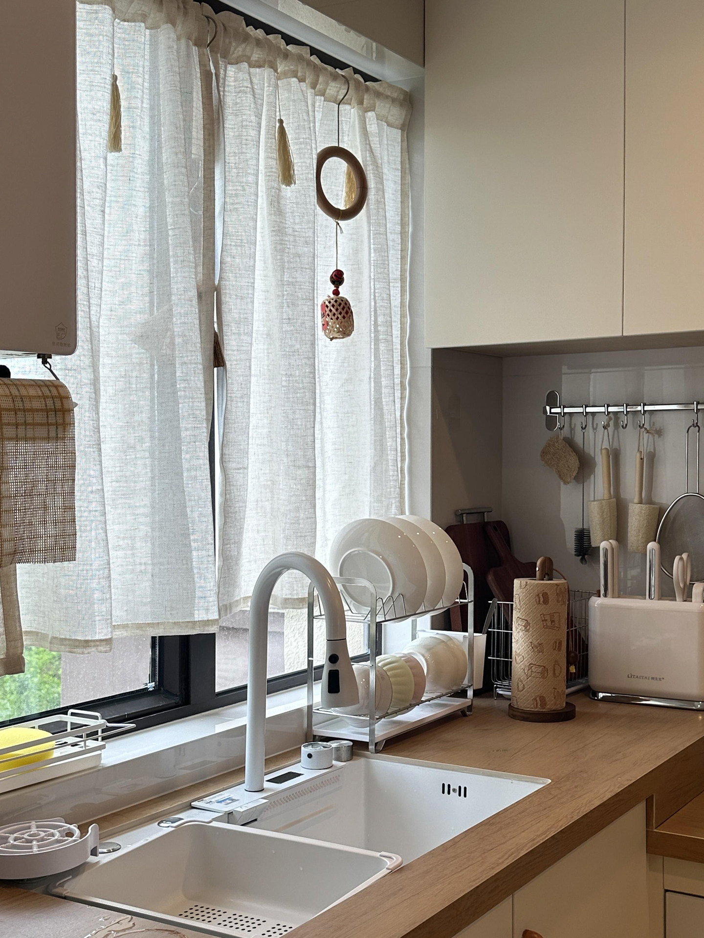 Linen Blend Rod Pocket Roman Shade Curtain