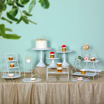  White wrought iron dessert decoration display rack Cake tray European-style afternoon refreshment heart rack Cold food tea break table