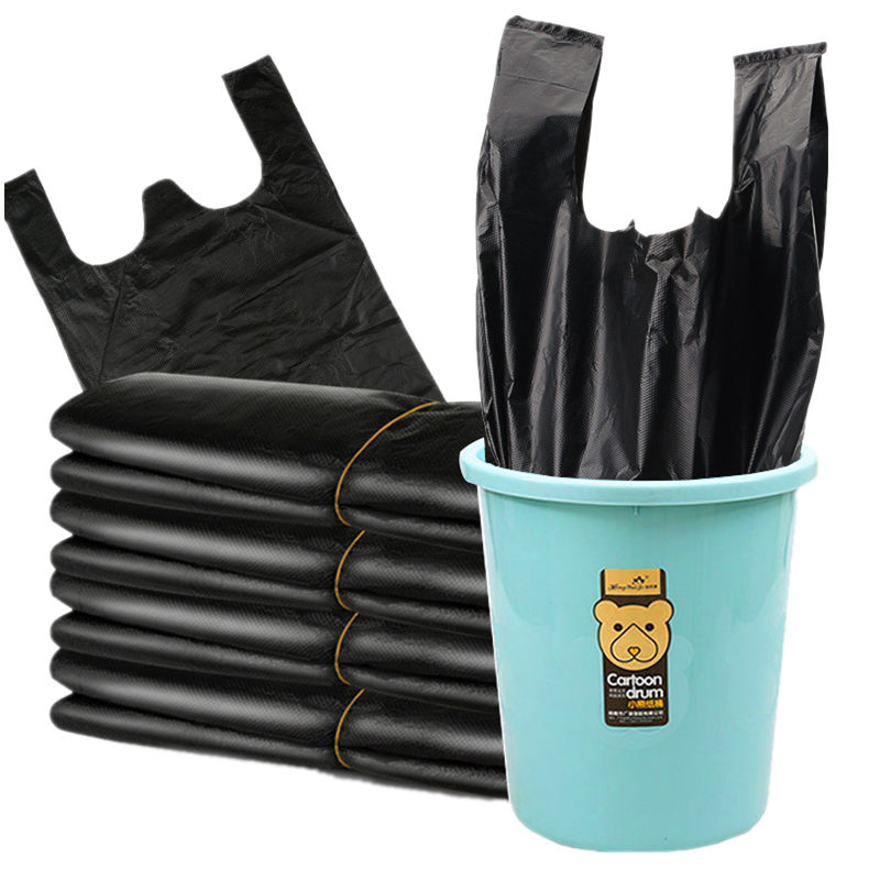 Black garbage bag thickened medium large portable vest garbage bag disposable plastic bag kitchen