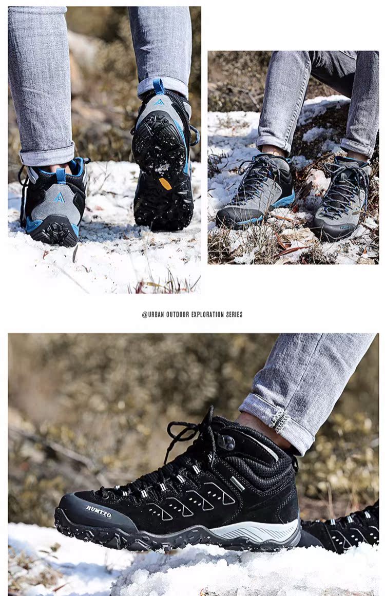 Giày đi bộ ngoài trời American mens nam cao để giúp ấm giày cotton dày không thấm nước giày chống trượt núi chống trượt - Khởi động ngoài trời giày martin boots