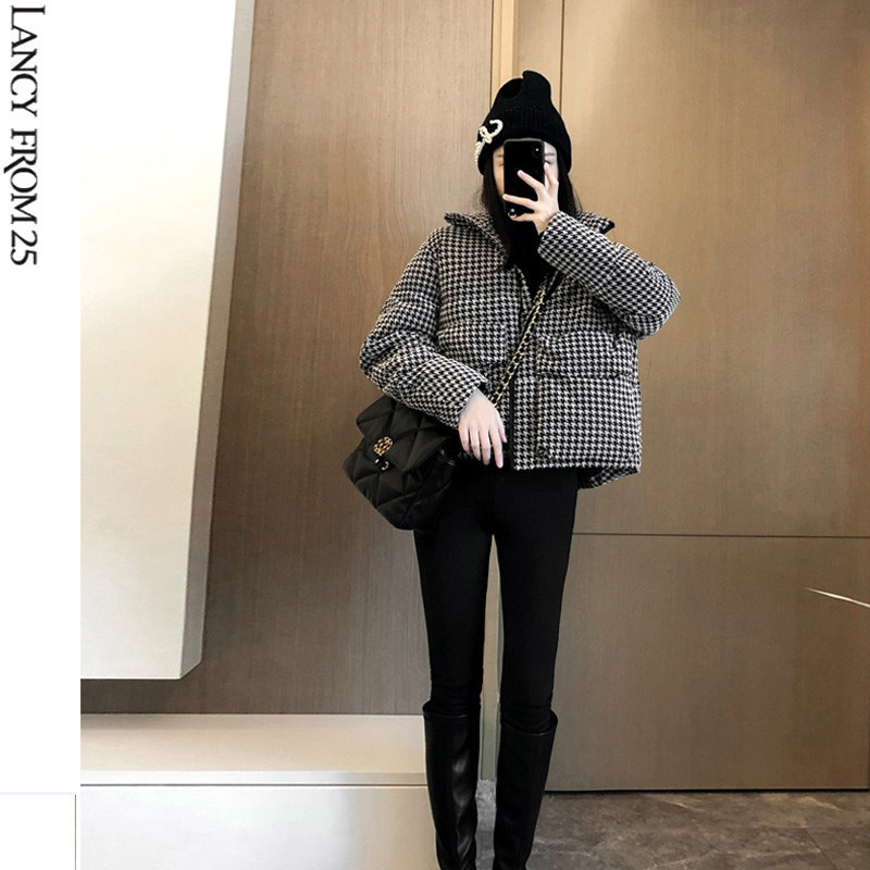 Langzy Down Feather Short 2022 niche design of small lawyer thickened duck jacket