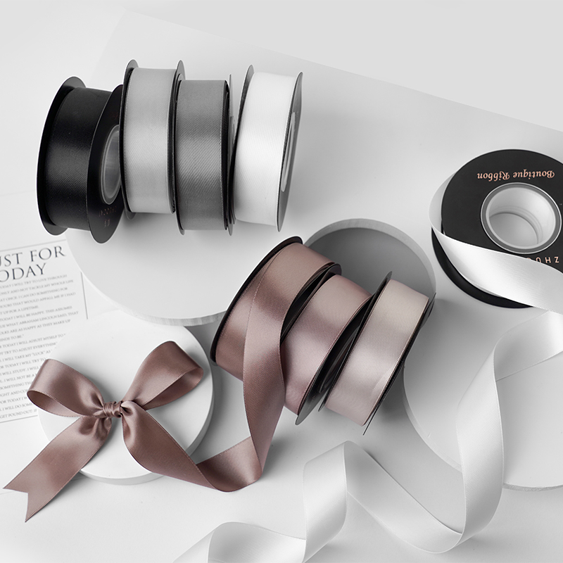 Zhuocai 2.5cm両面ポリエステルリボンヘアアクセサリーギフトボックスリボン包装材ケーキリボンブーケリボン