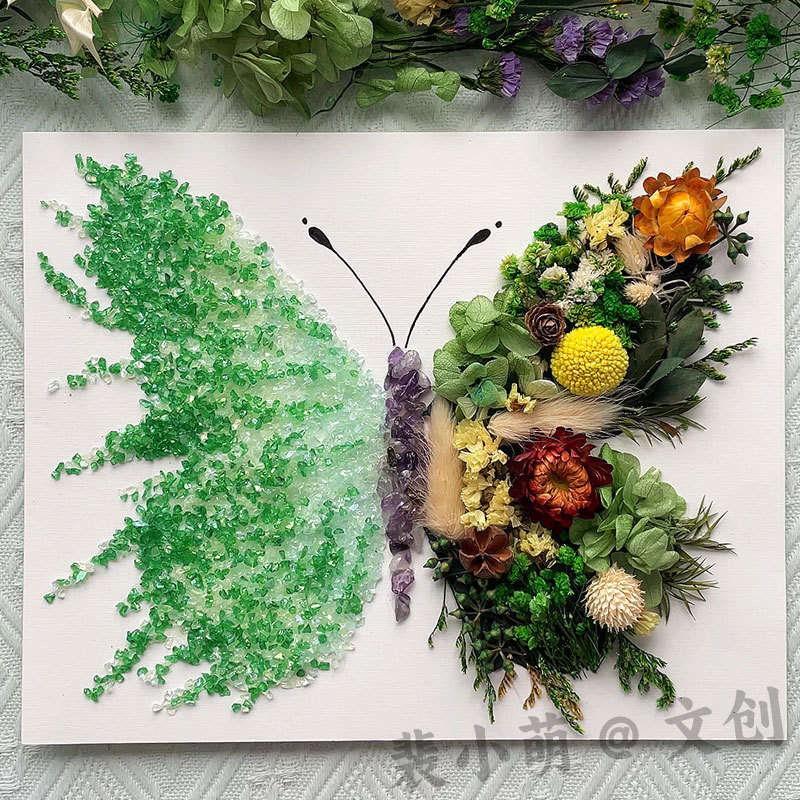 Creative Gift Handmade DIY Crystal Butterfly Eternal Flower Photo Frame Materials for Mother, Best Friend, Couple Birthday Gift
