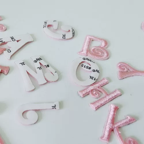 Трехмерный пластырь, розовая самоклеющаяся наклейка, английские буквы, с вышивкой