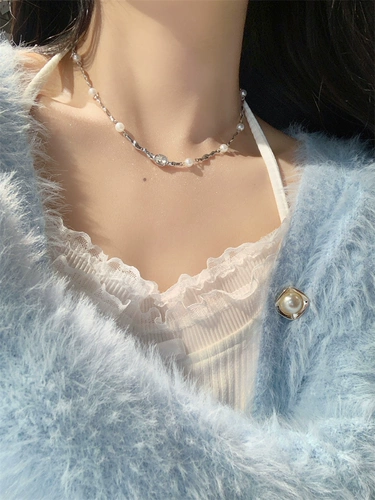Ожерелье из жемчуга, летняя цепочка до ключиц, 2023 года, изысканный стиль, легкий роскошный стиль