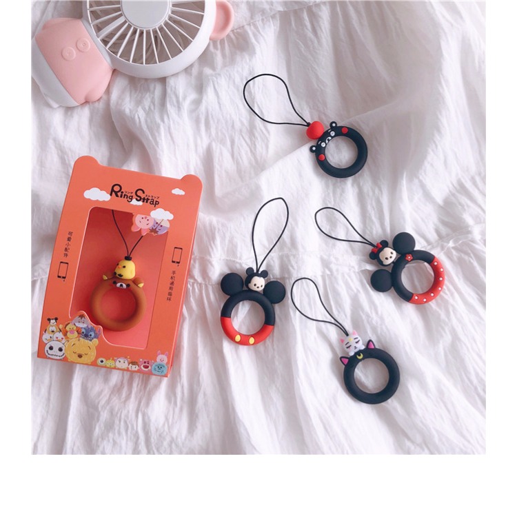 Màu đỏ lưới với dây đeo silicon hoạt hình stereo vòng đeo tay Apple X dễ thương vòng tay dây ngắn dây U đĩa thả - Nhẫn nhẫn đồng tiền