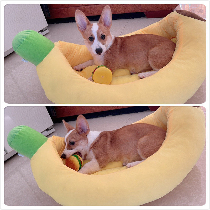 Pet Cartoon Banana Nest Dog Nest Removable for small and medium dog Seasons Universal Cat Teddy Kirky Winter Warm