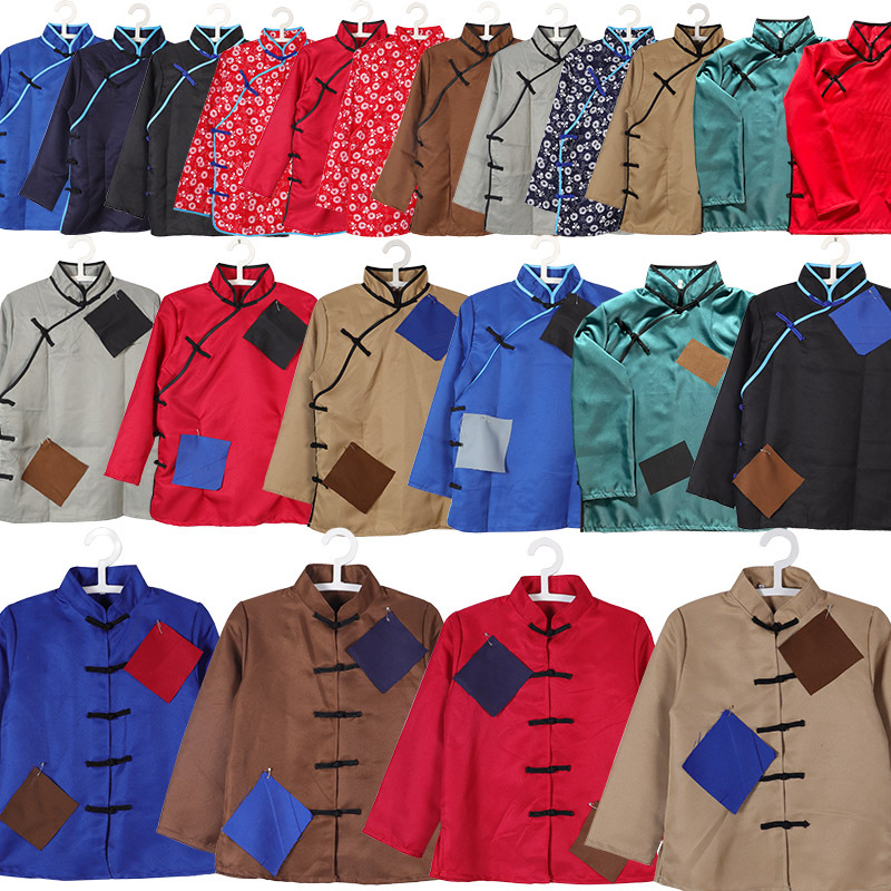 Patchwork Front-Opening Beggar Costume for Elderly Women and Men, Theatrical Performance Costume, Stage Play Costume Patchwork Front-Opening Beggar Costume for Elderly Women and Men, Theatrical Performance Costume, Stage Play Costume