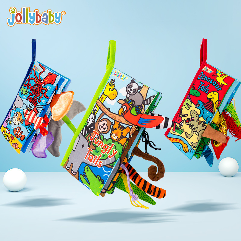 Jollybaby New Animal Tail Book Newborn Initiative Teach Baby 0 - 1 year old puzzle toy gift