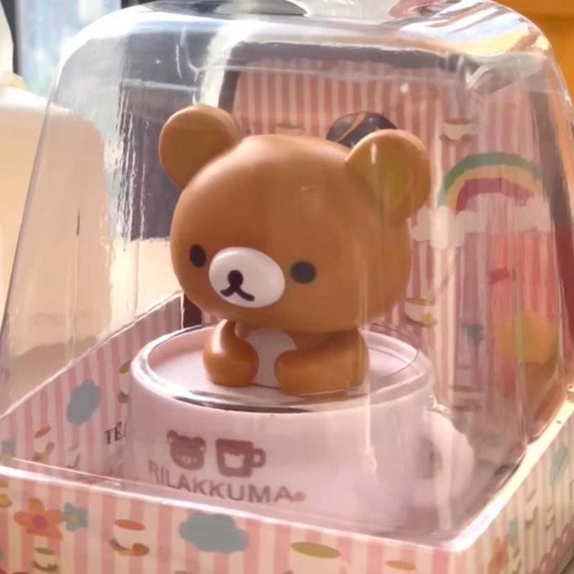 Cute Solar-Powered Cup-Shaped Nodding Rilakkuma Car Decoration Creative Ornament Cartoon Bear Desk Decoration Gift