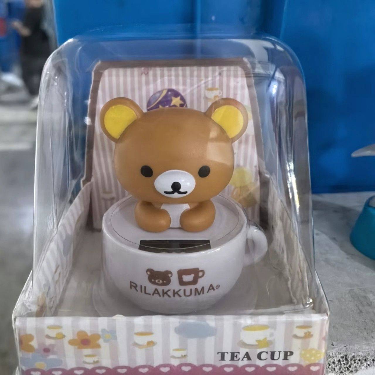 Cute Solar-Powered Cup-Shaped Nodding Rilakkuma Car Decoration Creative Ornament Cartoon Bear Desk Decoration Gift