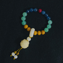 Natural multi-treasure crystal bracelet for women white bodhi lotus running ring aventurine aquamarine peach wood cinnabar