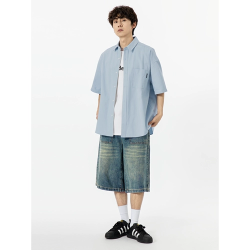 Японская летняя однотонная рубашка для отдыха