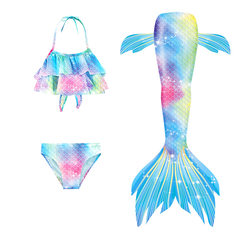 Mermaid ເດັກນ້ອຍ Swimsuit ເດັກຍິງປາຫາງ Skirt Bikini ຊຸດເດັກນ້ອຍຍິງອາຍຸກາງເດັກນ້ອຍຮູບພາບເຄື່ອງນຸ່ງຫົ່ມ