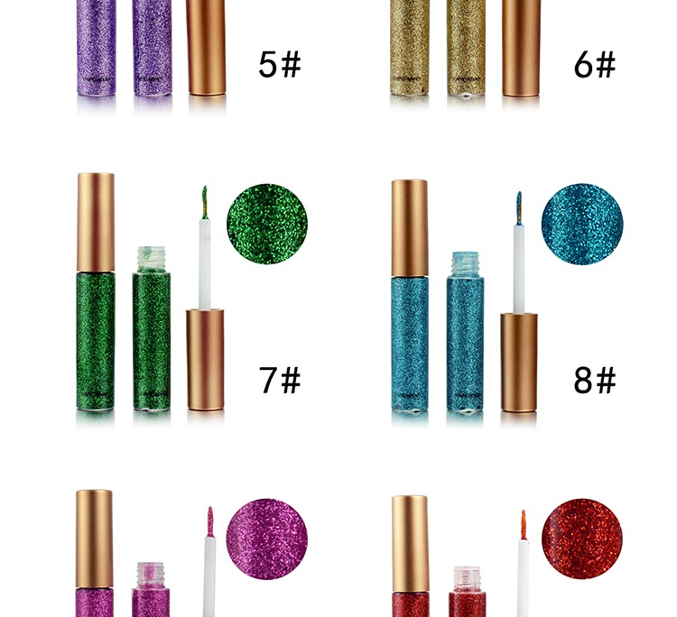 Màu mắt sáng bóng đầy màu sắc Chất lỏng kẻ mắt đầy màu sắc Làm sáng pha lê sequin kẻ mắt trẻ em giai đoạn trang điểm bóng mắt phấn mắt odbo 2 tầng