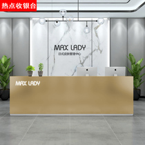 Simple modern stainless steel bar counter cashier Clothing store shop commercial counter table Company hotel light luxury front desk