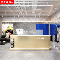 Clothing store Stainless steel cashier Golden light luxury bar Commercial simple modern beauty salon front desk reception counter