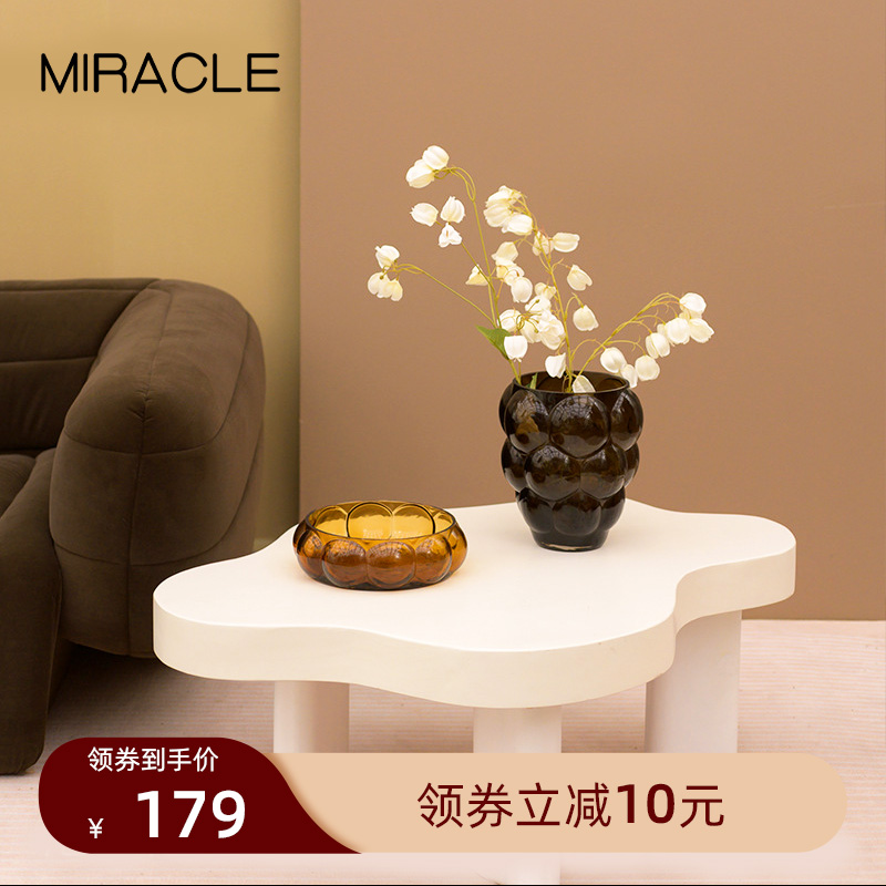 MIRACLE light and luxurious bubble dots glass florware glass fruit pan amber coloured glass handicraft pendulum-Taobao