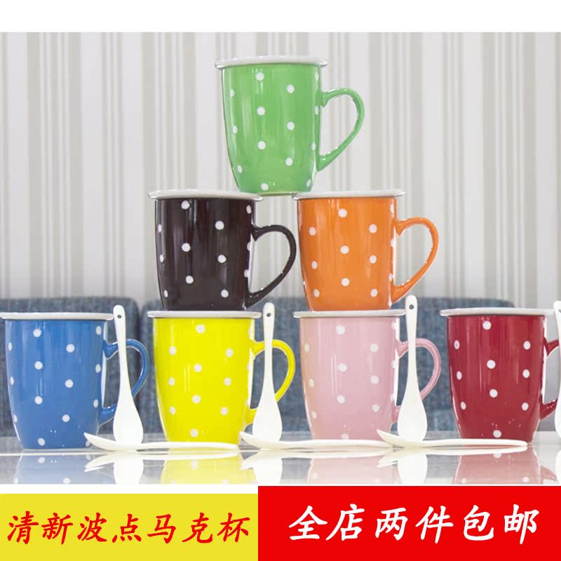 Cup Ceramic cup with lid spoon Simple coffee cup Bone china mug Large capacity milk cup Creative couple water cup