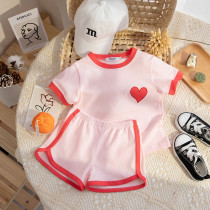Girl Suit Children 2022 Summer Dress New Children Two Sets Slim Fit Womens Pink Short Sleeve T-shirt Summer