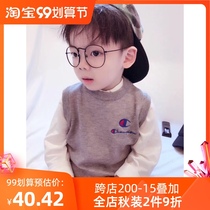 2021 New embroidered vest vest knit sweater spring and autumn padded velvet baby boys and girls