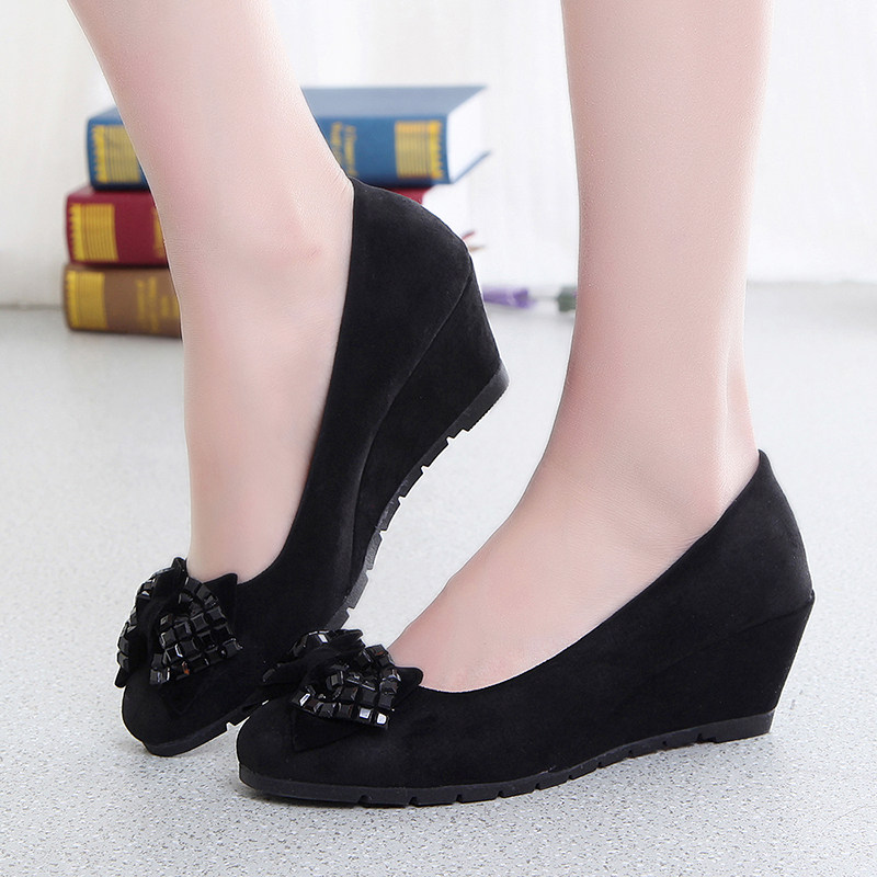 New Old Beijing Cloth Shoes Women's Shoes Slopes Heel Working Shoes Black Career Shoes Fashion Fashion Fashion Fashion Heels With Women's Shoes