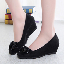 New Old Beijing Cloth Shoes Womens Shoes Slopes Heel Working Shoes Black Career Shoes Fashion Fashion Fashion Fashion Heels With Womens Shoes