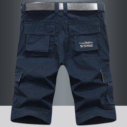 Men's Summer Work Shorts with Belt, Multi-Pocket, Large Size, Pure Cotton, Casual Loose Retro Five-Point Pants