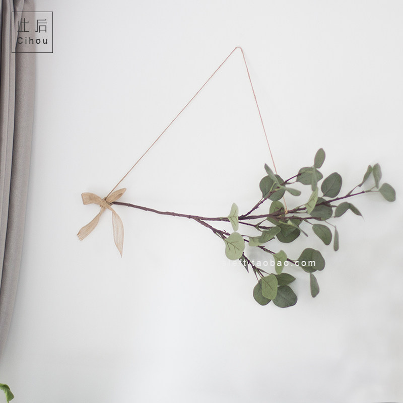 ins Nordic style simulation Eucalyptus leaf triangle garland wall hanging flower wall room decoration fresh decoration
