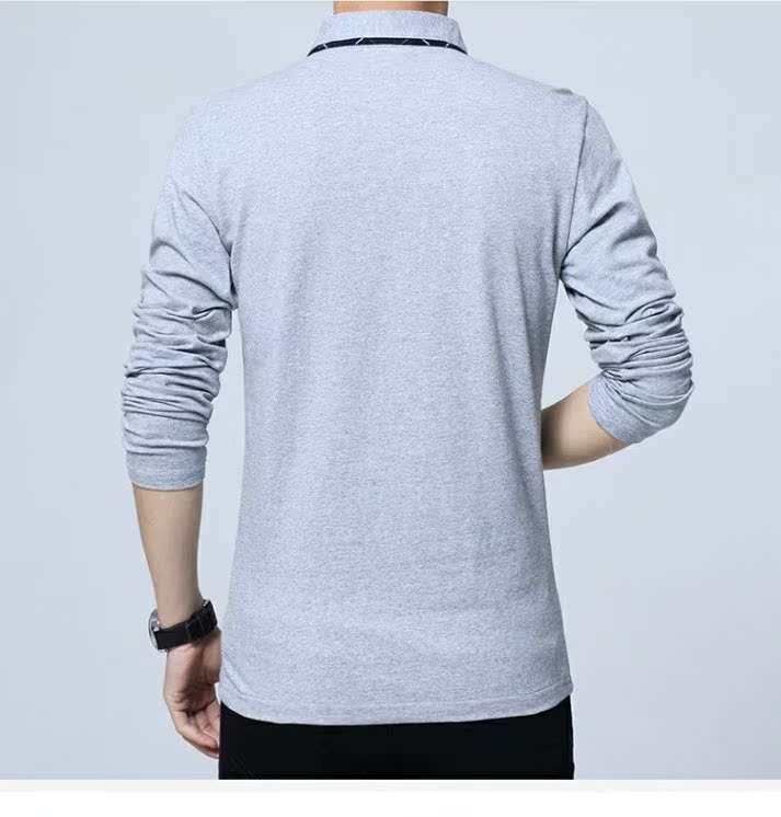 Áo thun nam dài tay ấm áp và quần áo nhung dày mùa thu thanh niên Quần áo nam size lớn trưởng thành với áo polo hàng đầu áo phông rộng nam