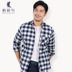 Bailey chim nam áo kẻ sọc cotton dài tay mùa thu và mùa đông cộng với nhung dày ấm áp mặc áo len giản dị kích thước lớn sơ mi trắng Áo