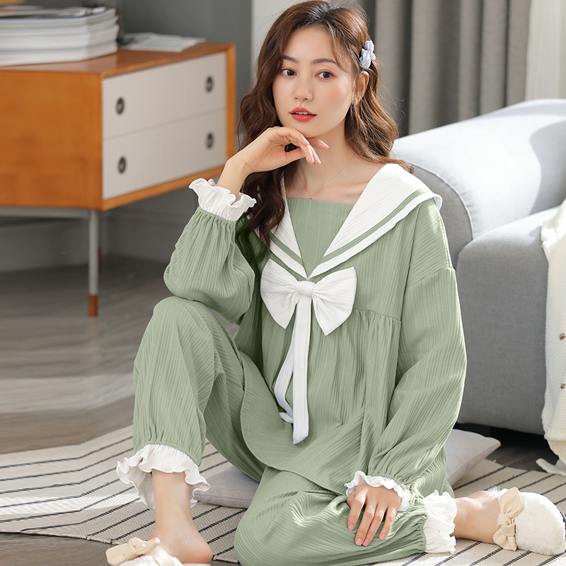 Autumn and Winter Pajamas for Women, Korean Style, Cute, Long-Sleeved, Sweet Princess Style Set, Summer, Spring and Autumn Style, Loose Home Wear Autumn and Winter Pajamas for Women, Korean Style, Cute, Long-Sleeved, Sweet Princess Style Set, Summer, Spring and Autumn Style, Loose Home Wear