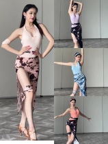 Weijia wendy dance suit gymnastics suit top latin dance suit side slit skirt skirt skirt showing leg length training suit