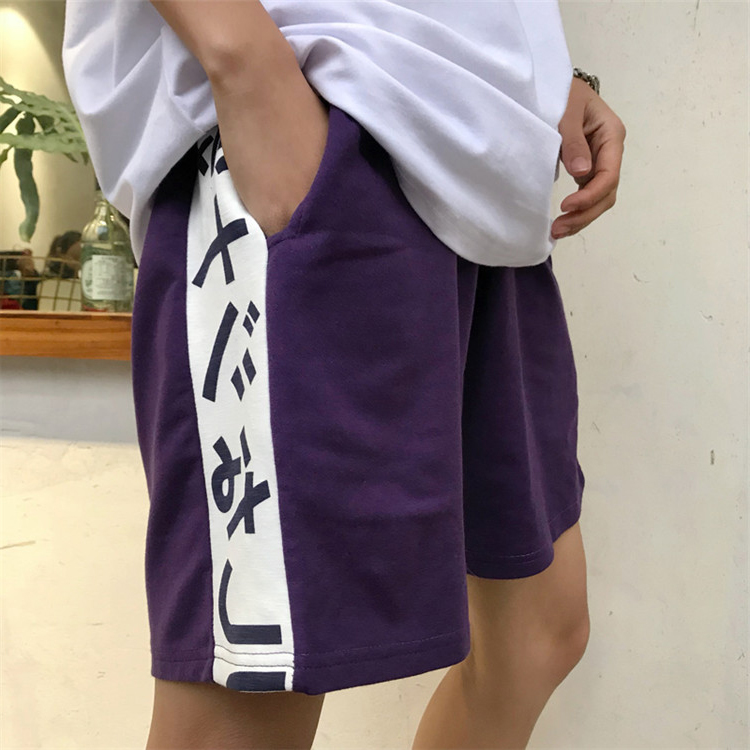Hàn Quốc ins với cùng một đoạn thể thao quần short mùa hè quần âu nam giới và phụ nữ phong cách Harajuku sinh viên bf năm điểm quần rộng quần chân thủy triều quần short vải nữ hàn quốc