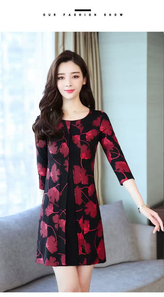 Khâu váy đầm rộng tay bảy điểm xuân hè 2019 đầu xuân mới khí chất thời trang nước ngoài nữ trung niên - Sản phẩm HOT mua váy đẹp